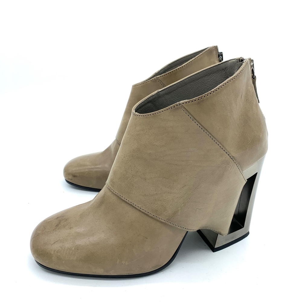 Vic Matie Taupe Leather Ankle Boots